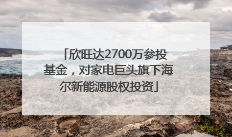 欣旺达2700万参投基金，对家电巨头旗下海尔新能源股权投资